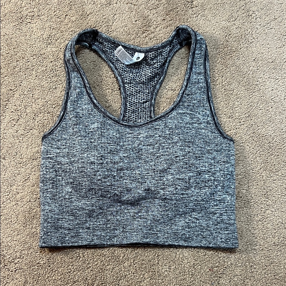 90 Degree By Reflex Heathered Gray Sports Bra